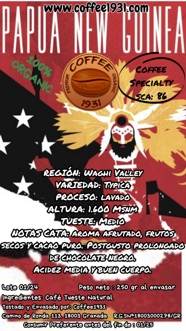 Café Papua Nueva Guinea (Coffee Specialty 86 Sca)
